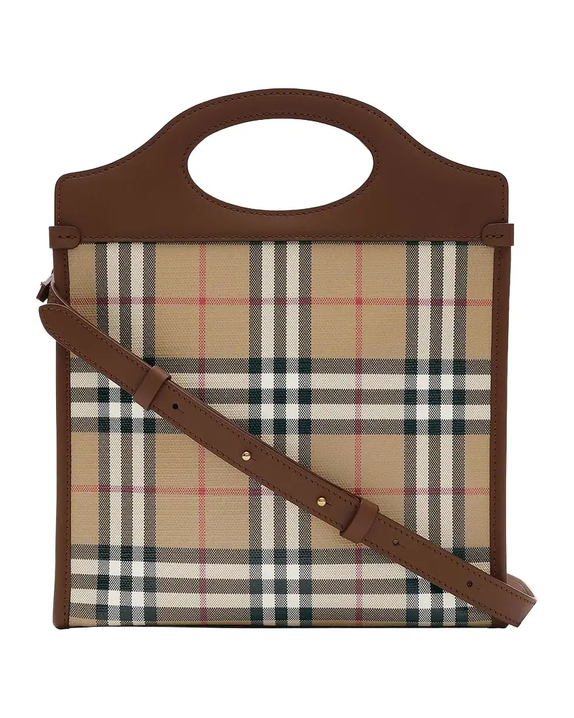 Burberry Mini Check Canvas & Leather Pocket Bag - Women's Clothing