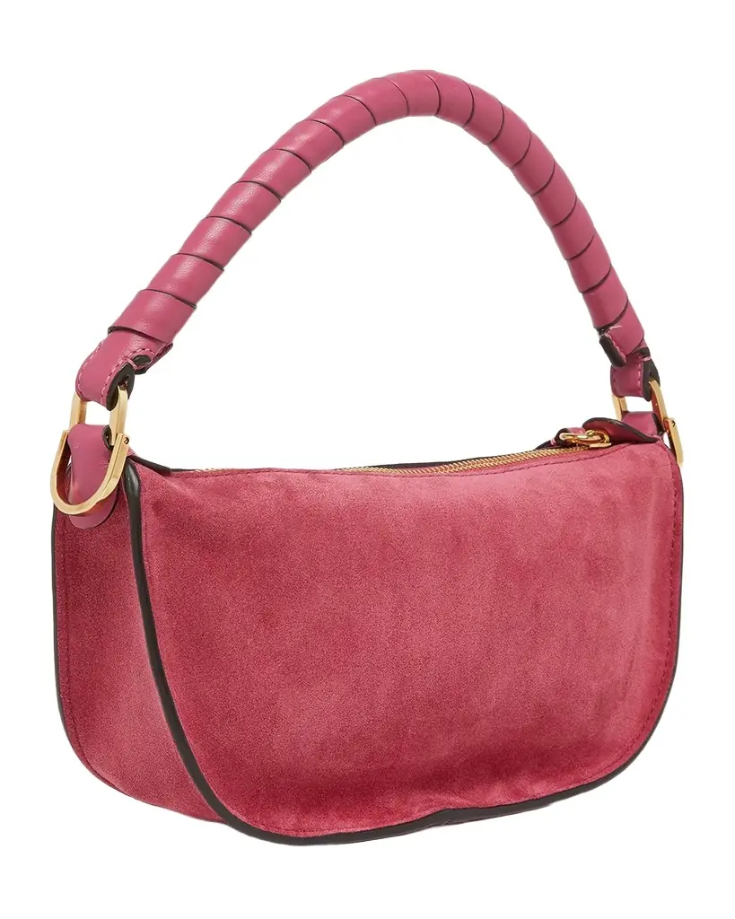 Chloe Marcie Mini Saddle Crossbody Bag in Suede - Women's Clothing