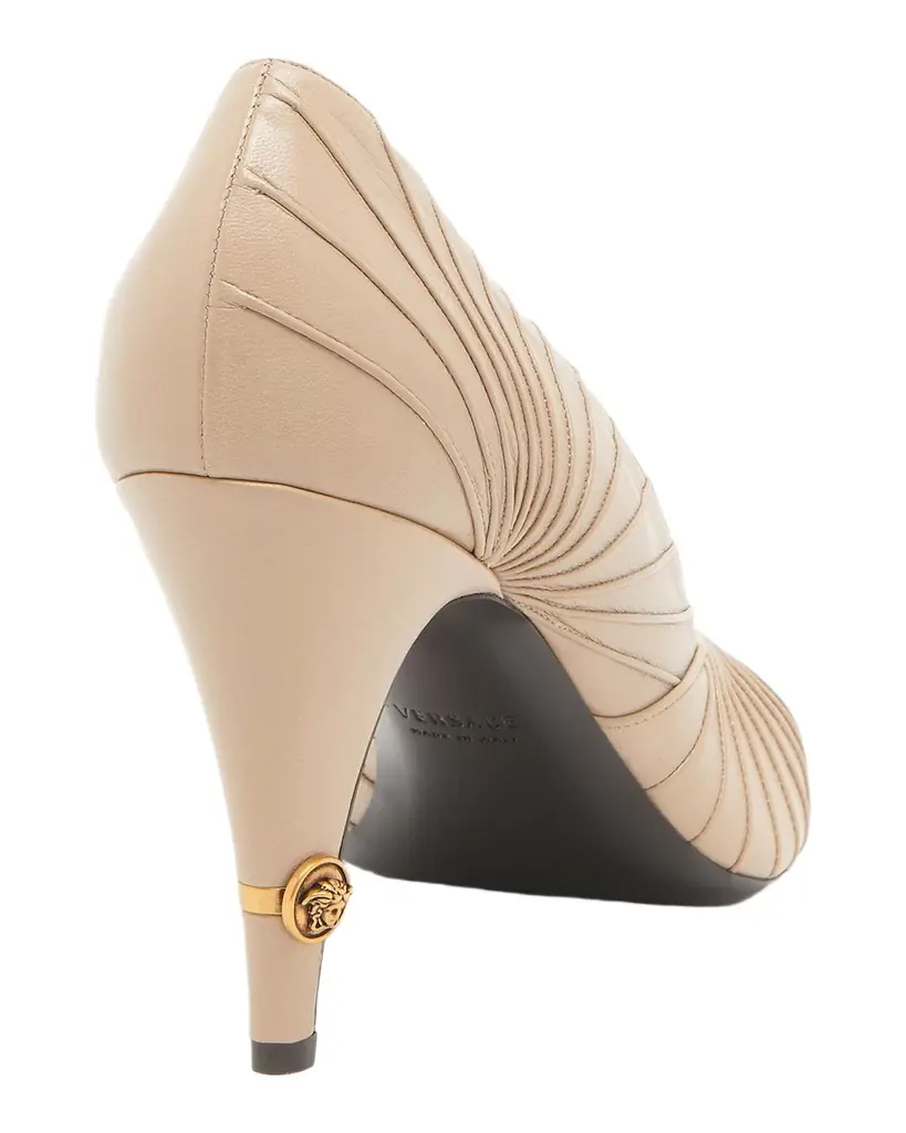 Versace 90mm Gianni Textured Leather Pumps