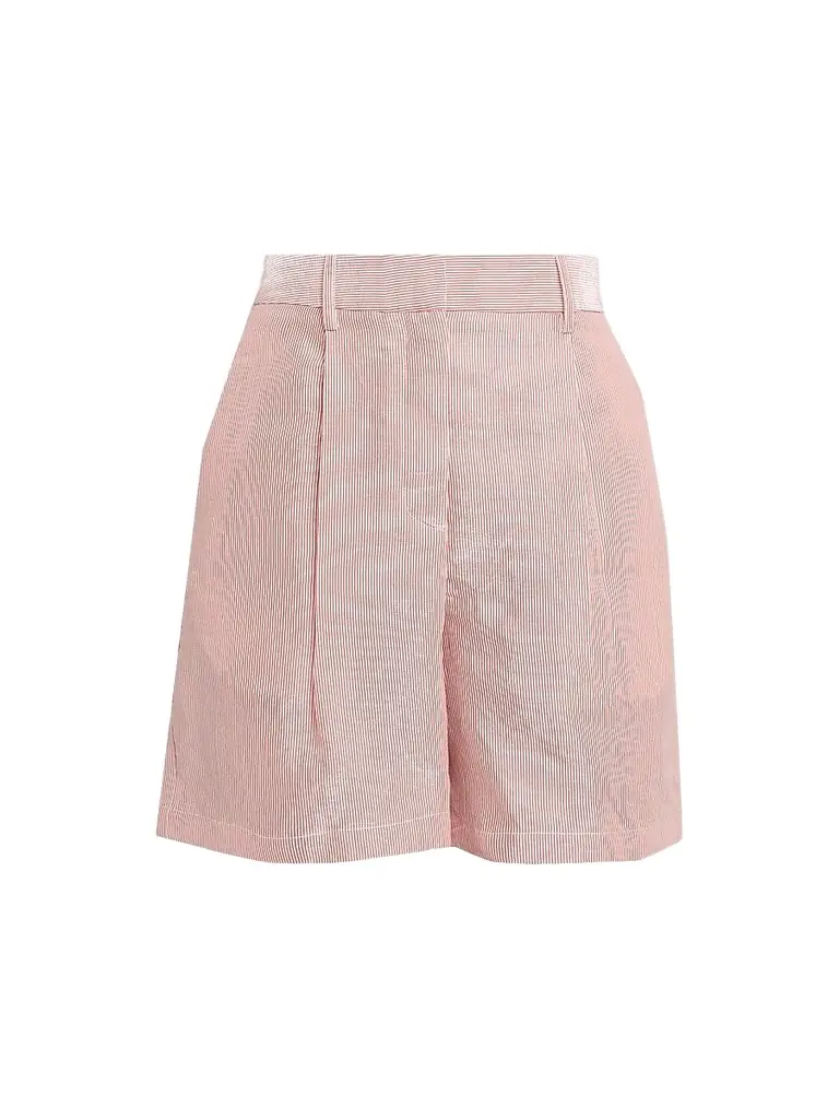 TWP Women's Henry Pinstriped Shorts - White Red - Women's Clothing