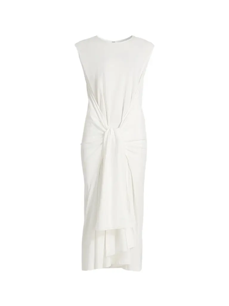 Toteme Women's Tie-Waist Jersey Midi Dress - Off White - Women's Clothing
