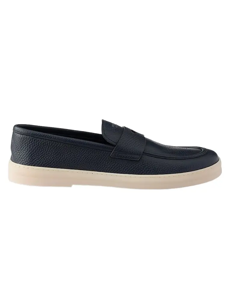 Prada Men's Leather Loafers - Blue - Women's Shoes
