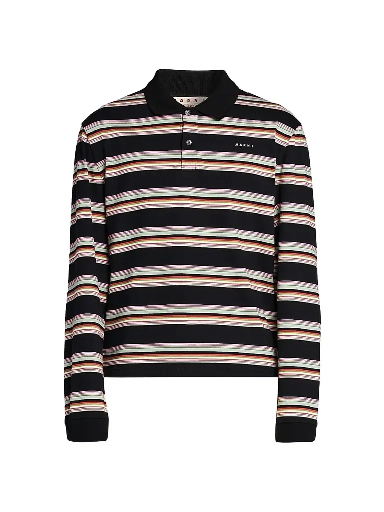 Marni Men's Striped Cotton Slim-Fit Polo Shirt - Pale Mint - Women's Clothing
