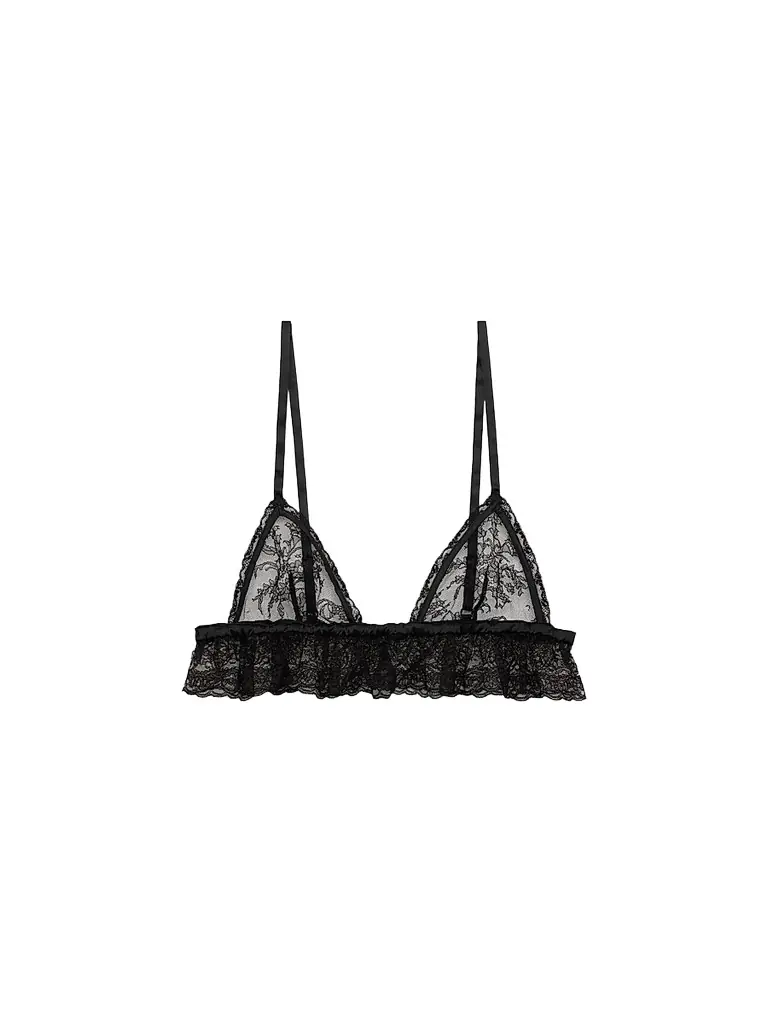 Dolce & Gabbana Women's Floral Lace Ruffle Soft Cup Bra - Black - Women's Lingerie