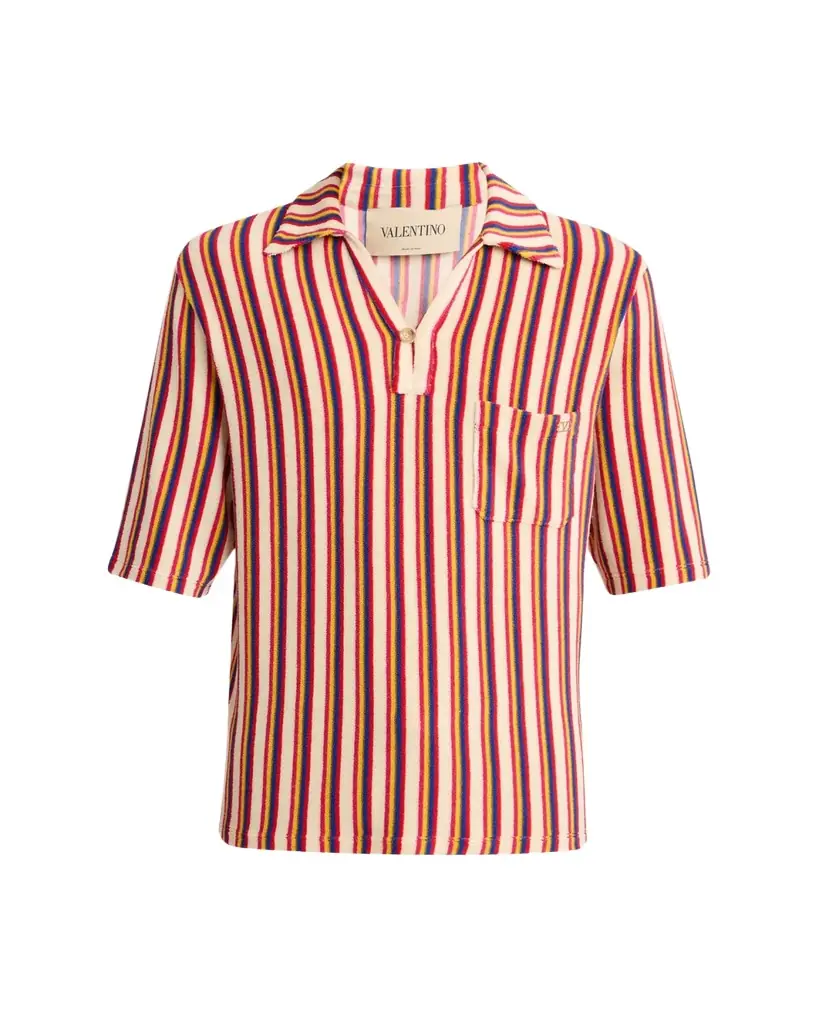Valentino Garavani Men's Striped Toweling Camp Shirt