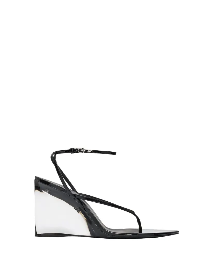 ALAIA 90mm Patent Leather Wedge Sandals - Women's Shoes