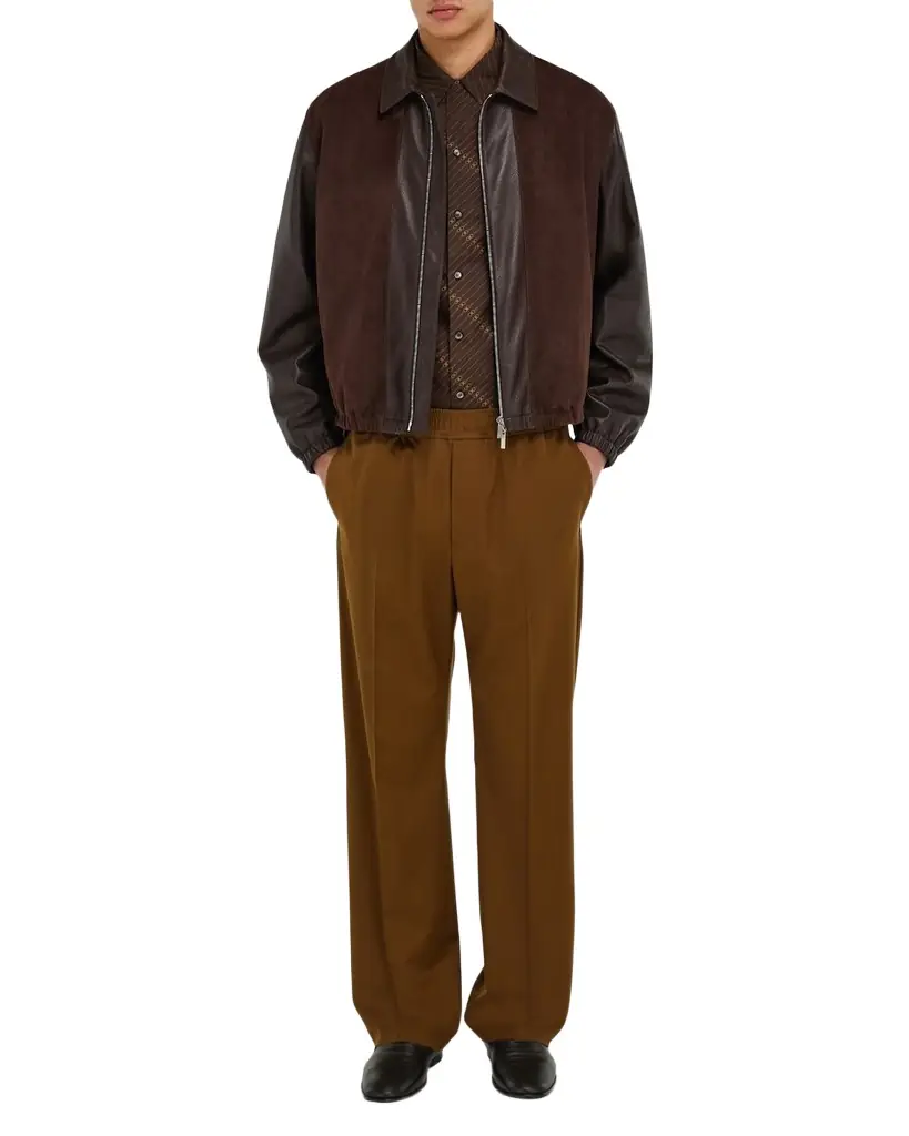 Ferragamo Men 's Deerskin Leather and Suede Blouson - Women's Clothing