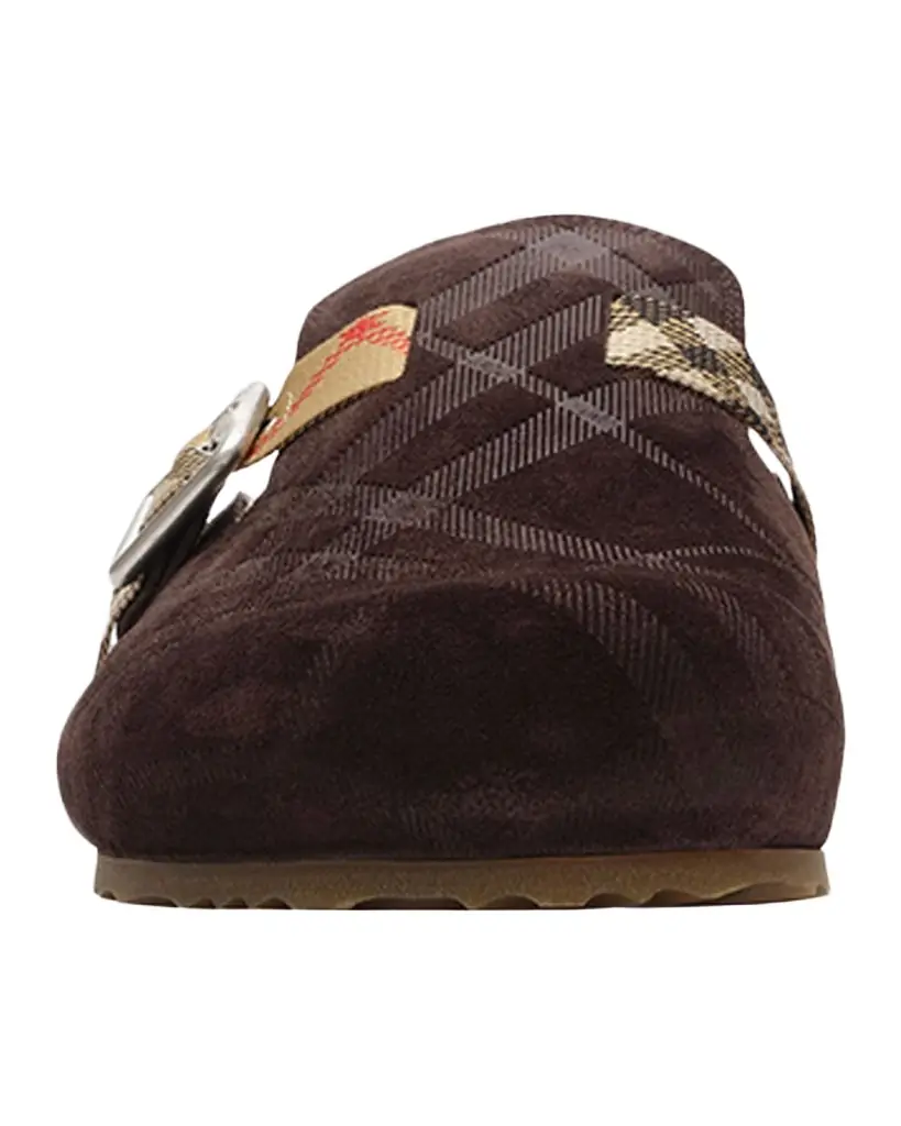 Burberry Men 's Suede Check Shearling-Lined Urchin Clogs - Women's Shoes
