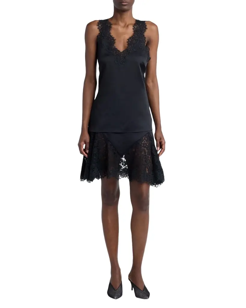 Stella McCartney Lace-Trim Satin Mini Skirt - Women's Clothing