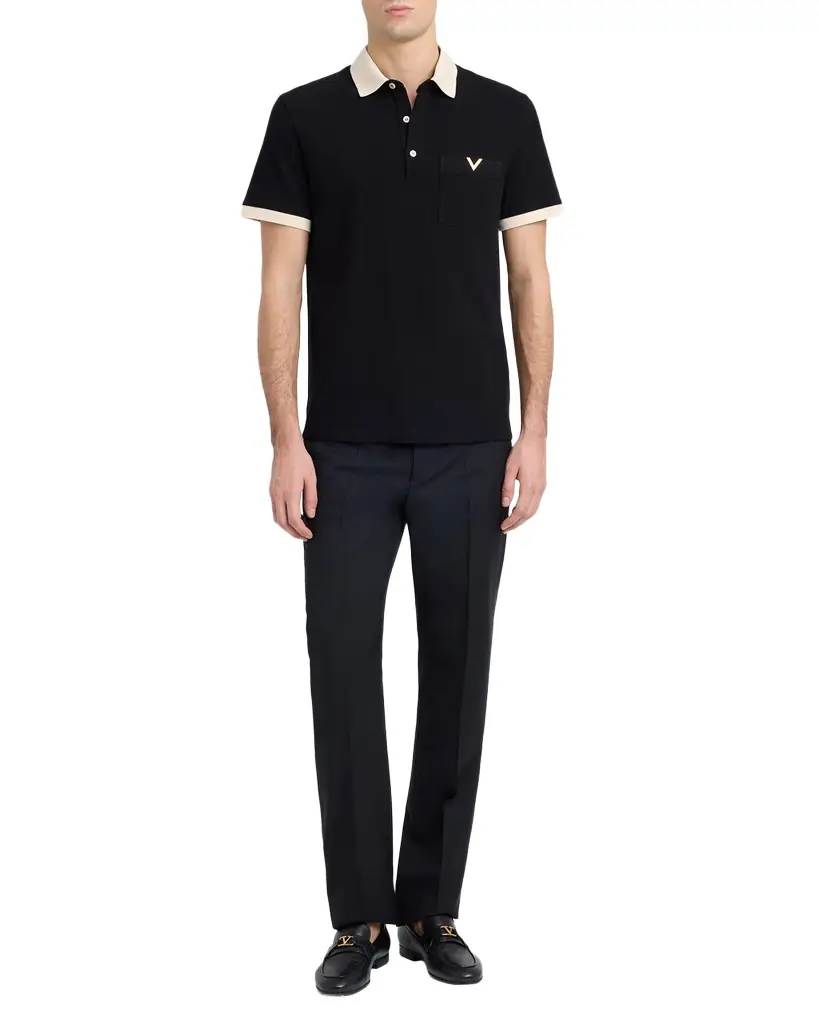 Valentino Garavani en 's Cotton Pique Vgold-Pocket Polo Shirt - Women's Clothing
