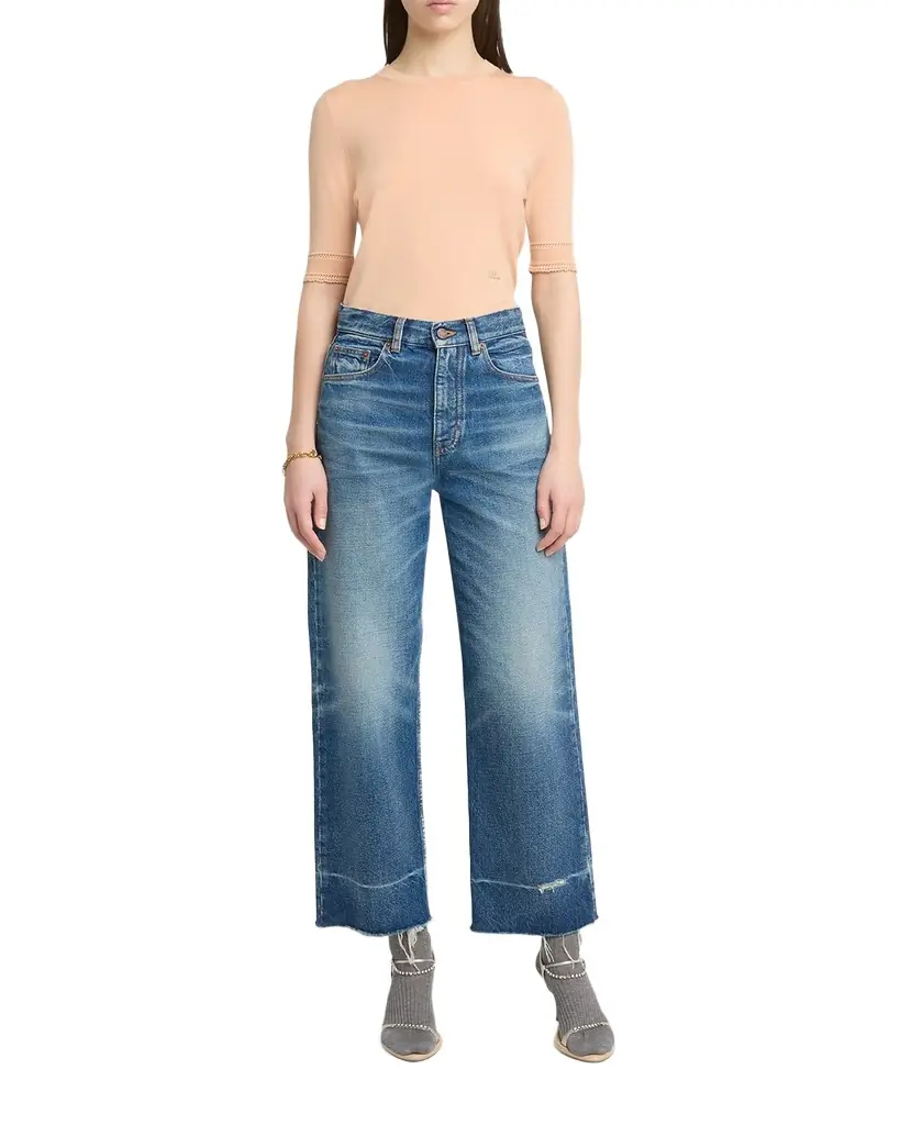 Chloe Mid-Rise Straight-Leg Raw-Hem Ankle Jeans - Women's Clothing