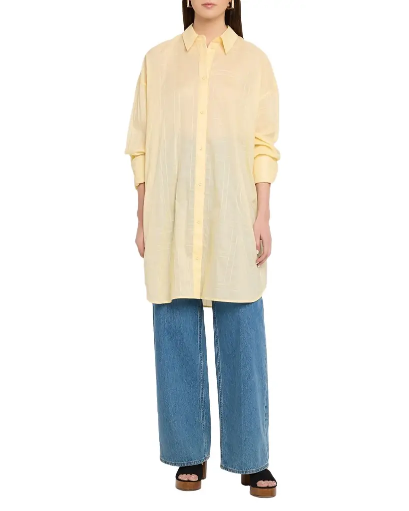 Toteme Monogram Embroidered Cotton Long Summer Shirt - Women's Clothing