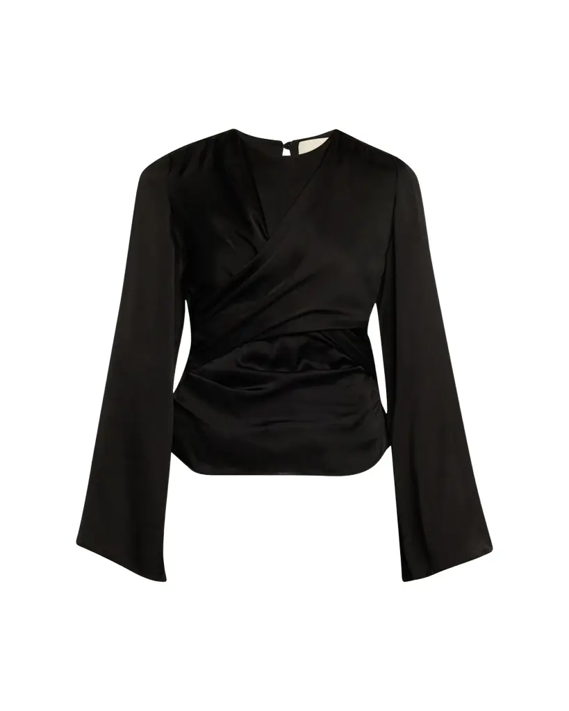 Isabel Marant Neame Draped Satin Flare-Sleeve Top - Women's Clothing