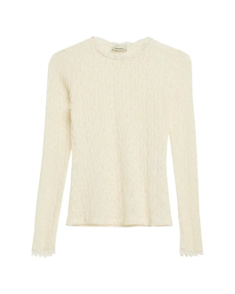 Isabel Marant Brany Stretch Lace Long-Sleeve Top
