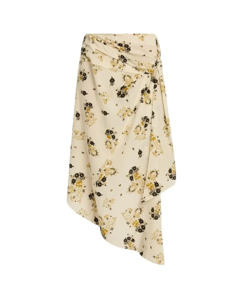 Isabel Marant Faniry Floral Asymmetric Silk Skirt