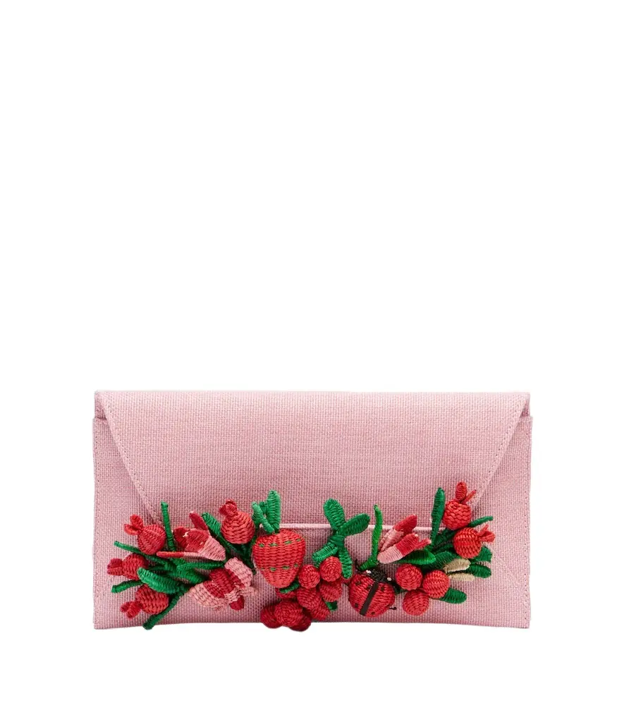 Aquazzura Botanica appliqué raffia clutch - Women's Bags