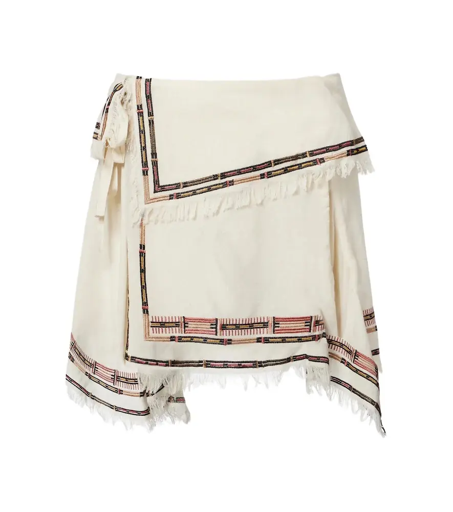 Isabel Marant Feriel embroidered fringed silk wrap skirt - Women's Clothing