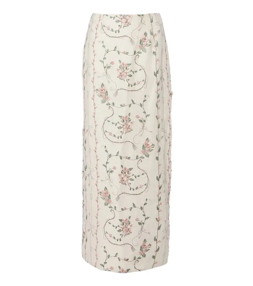 Agua by Agua Bendita Lirica floral embroidered linen maxi skirt - Women's Clothing