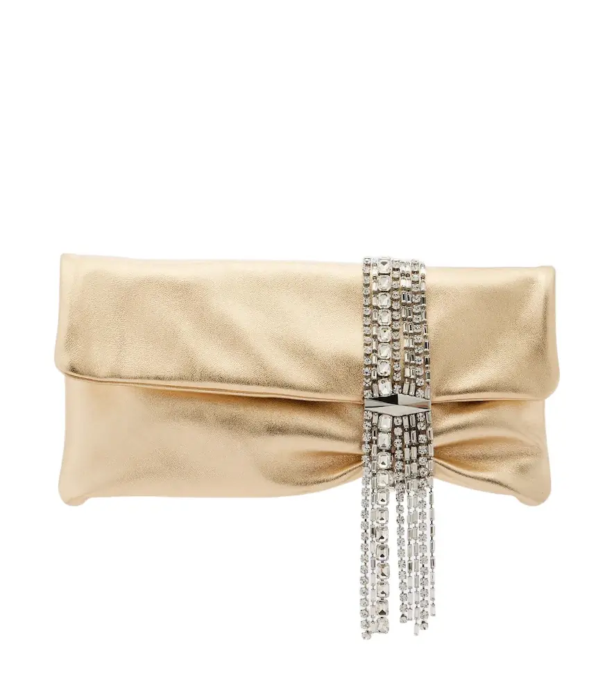 Jimmy Choo Zandra embellished metallic leather clutch - Women's Bags