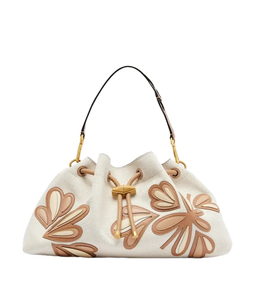 Jimmy Choo Bon Bon Medium leather-trimmed bucket bag - Women's Bags