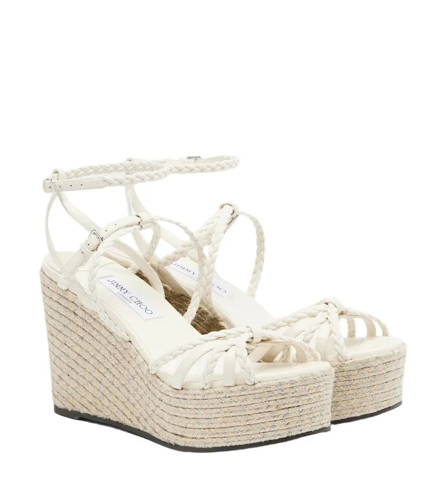 Jimmy Choo Nyra braided leather espadrille wedges - Women's Shoes