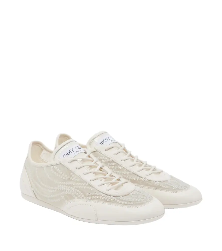 Jimmy Choo Sunny suede-trimmed embellished sneakers - Women's Shoes