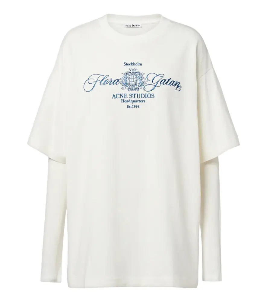 Acne Studios Layered embroidered cotton jersey T-shirt - Women's Clothing