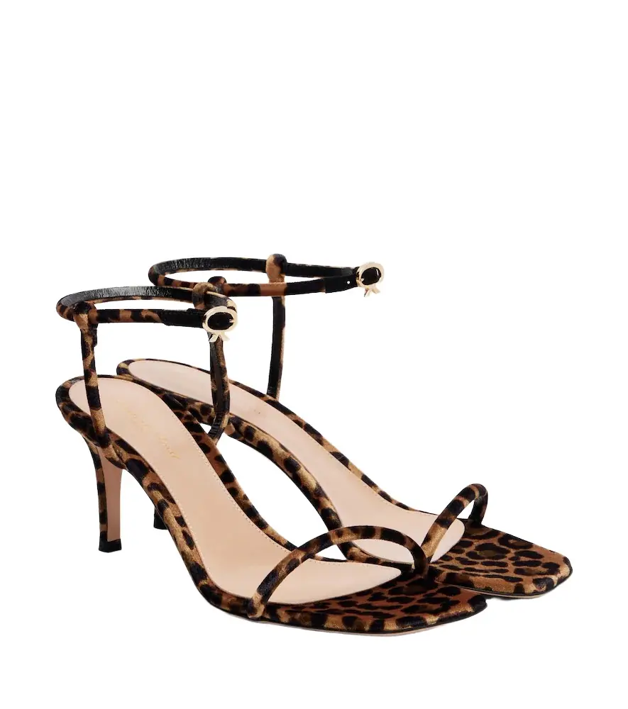 Gianvito Rossi Leopard print velvet sandals - Women's Shoes