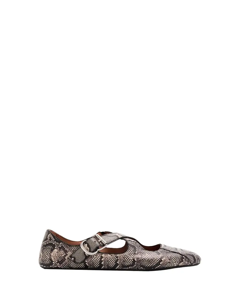 ALAIA Crisscross Snakeskin Leather Ballerina Flats - Women's Clothing