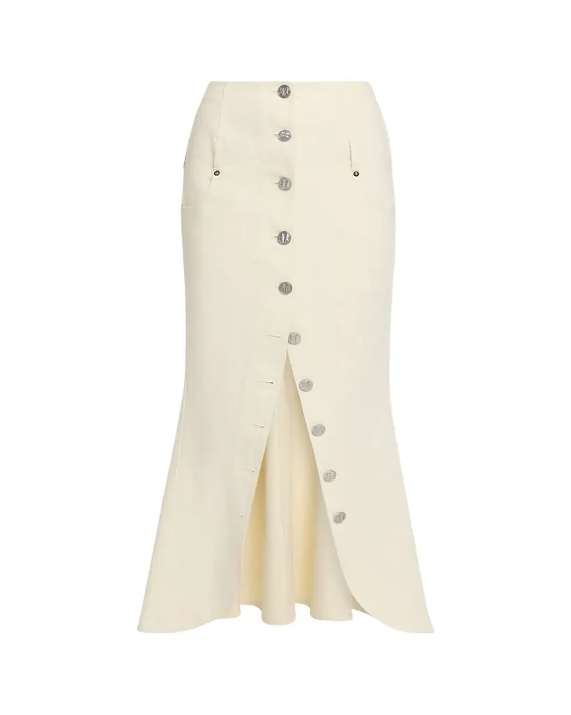 Wiederhoeft Button-Front Denim Maxi Tulip Skirt - Women's Clothing