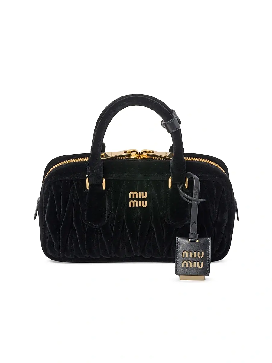 Miu Miu Women's Arcadie Matelassé Velvet Top Handle Bag - Black - Women's Bags