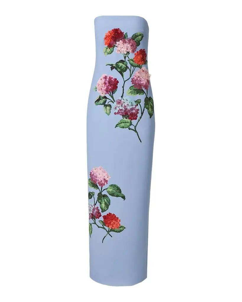 Carolina Herrera Strapless Floral-Print Column Gown - Women's Clothing