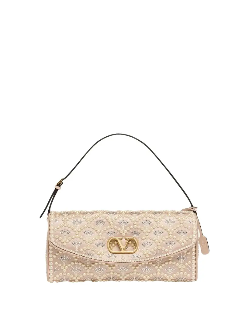 Valentino Garavani Devain Pearly-Embellished Satin Top-Handle Bag - Women's Bags