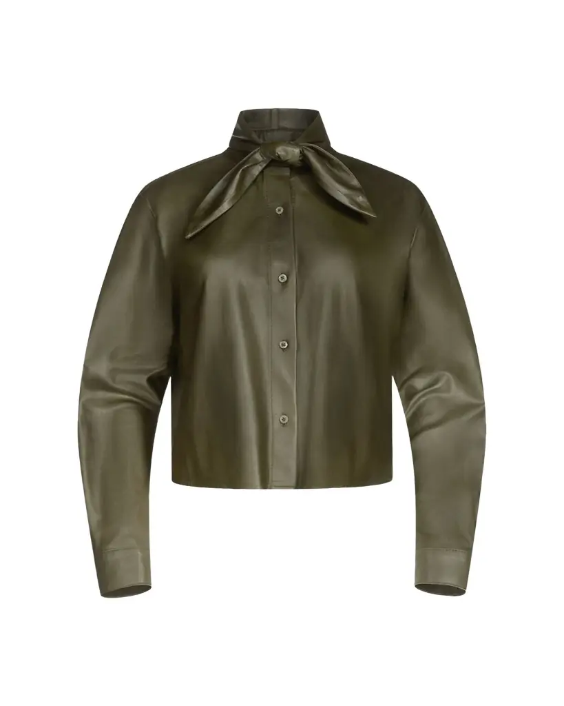 TWP Tie-Neck Leather Shirt - Women's Clothing